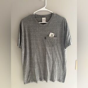 RIPNDIP Lord Nermal Pocket Tee Short Sleeve Heather Grey Mens SZ L Casual Skater